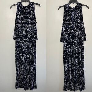 LEOTA Womens Maternity Blue-Print Maxi Dress Medium M Sleeveless Stretch-Knit